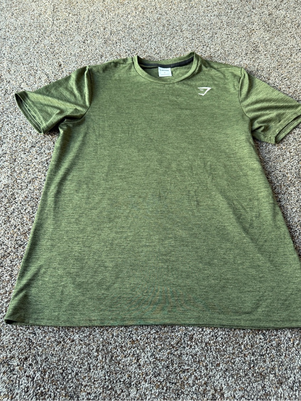 Gymshark Men's XL Olive Green Marl Training T Shirt Old Logo Athletic Gym Tee
